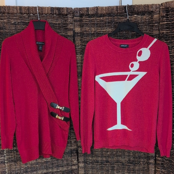 INC International Concepts Sweaters - Classy Sweater Bundle x2 Sophisticated Cocktail Modern Gold Faux Leather Martini